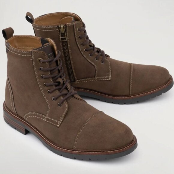 Dockers Mens Rawls Block Heel Lace Up Logger Boots Dark Tan 12M - Picture 1 of 9